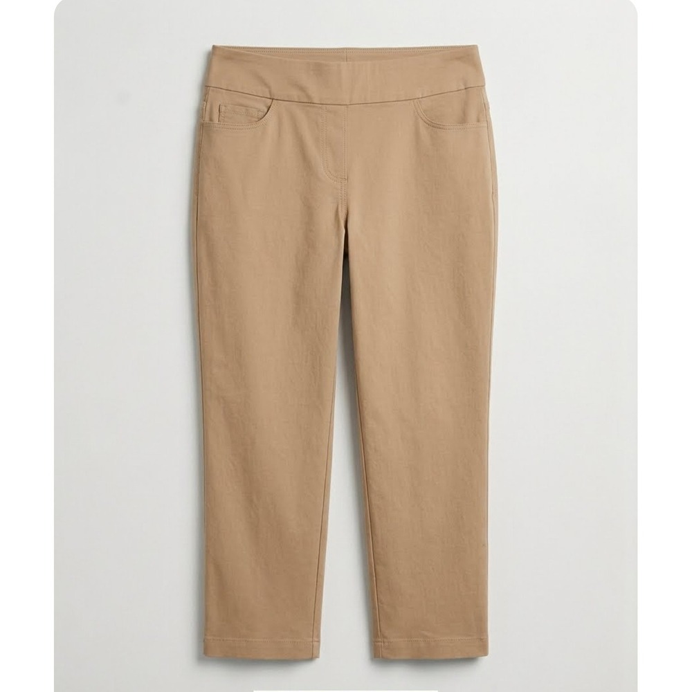 Westbound Womens Tan Khaki Pull On Cropped Pants Stretch Size 10